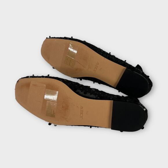 J.Crew Quinn Sequin Embellished Mesh Ballet Flats Black Size 7.5 - Picture 5 of 7